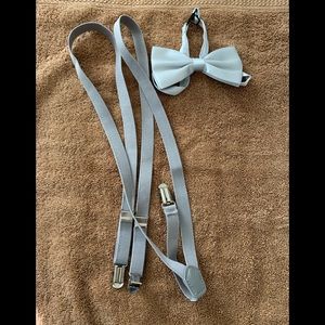 Silver Bow Tie and Suspenders.
